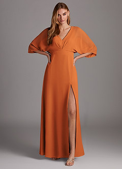 Azazie Rebecca Final Sale Black A-Line V-Neck Long Sleeve Chiffon Dress image7