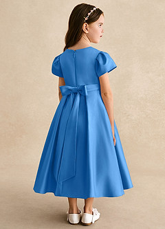 Azazie Princess vestidos de niña de las flores Vestido de Azul Grisaceo de Satin Mate de Corte En A con Plisado image2