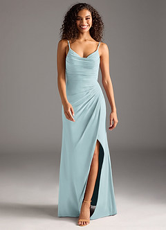 Azazie Deandra Bridesmaid Dresses Mist Mermaid Pleated Chiffon Dress image5
