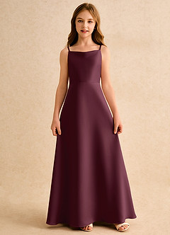 Azazie Joella Girls Formal 플라워 걸 드레스 A라인 주름진 매트 새틴 플로어 길이 드레스 image5