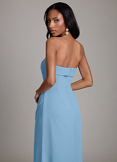 Azazie Aretha Bridesmaid Dresses Steel Blue A-Line Strapless Chiffon Dress image4