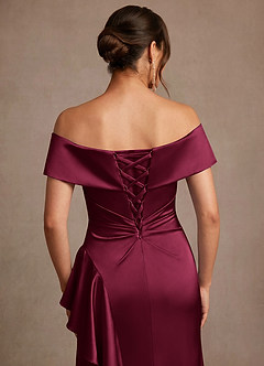 Azazie Kirsty Klänningar till brudens mor Klänning Tubklänning i Stretch Satin Off the shoulder Bourgogne image7