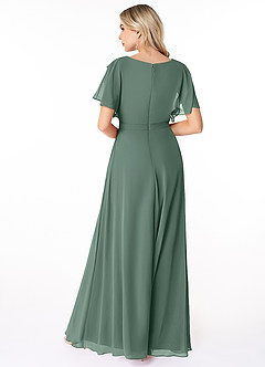 Azazie Aaliyah vestidos de dama de honor modestos Vestido de Corte En A Plisado Scoop Hasta el suelo Gasa image2