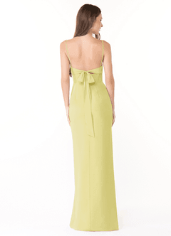Azazie Mai Bridesmaid Dresses Lemon Sorbet Sheath Pleated Chiffon Dress image2