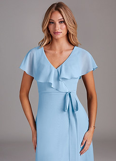 Azazie Lainey Bridesmaid Dresses Powder Blue A-Line with Pockets Chiffon Dress image6