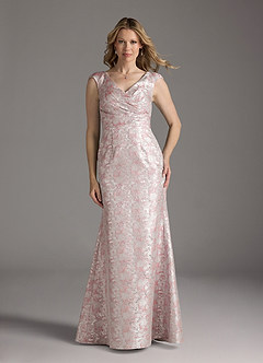 Azazie Elanor Abiti per la Madre della Sposa Abito Sirena in Jacquard 1 Plissettato Rosa Polverosa image7