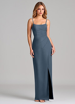 Azazie Calandra Suknie dla druhen Osłona Pofałdowany Szyfon Do ziemi Sukienka image5