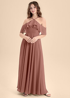 Azazie Tessabelle Junior Jurk van Chiffon met A-Lijn Off the Shoulder Ceder Roos image1