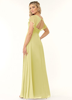 Azazie Rylee Bridesmaid Dresses Lemon Sorbet A-Line Pleated Chiffon Dress image4