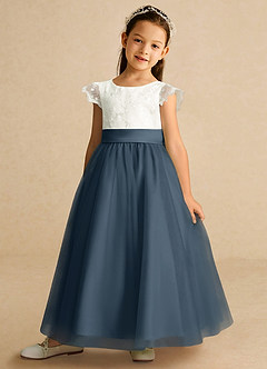 Azazie Pookie Flower Girl Dresses Neptune A-Line Lace Tulle Dress image1