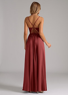 Azazie Aaida Brautjungfernkleider Eine Linie Korsett Stretch-Satin Kleid Terrakotta image6