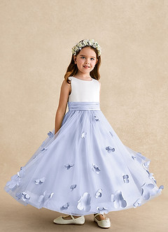 Azazie Vi Blumenmädchenkleider A-Linie ärmellos Tüll Kleid Lavendel image8