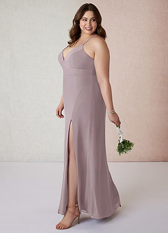 Azazie Becca Bridesmaid Dresses Dusk Sheath V-Neck Chiffon Dress image9