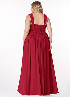 Azazie Zapheira Bridesmaid Dresses Scarlet A-Line Ruched Chiffon Dress image8