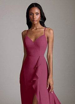 Azazie Naeem Bridesmaid Dresses Mulberry A-Line V-Neck Ruffle Chiffon Dress image6