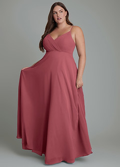 Azazie Amani Bridesmaid Dresses Merlot A-Line Pleated Chiffon Dress image7