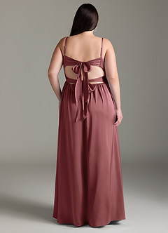 Azazie Zeya Bridesmaid Dresses Amethyst A-Line Pleated Stretch Satin Dress image18