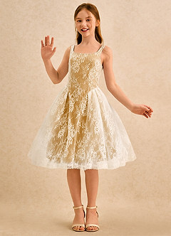 Azazie Cubbie Girls Formal vestidos de niña de las flores Vestido Caramelo de Encaje de Corte en A image5