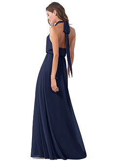 Azazie Landry Bridesmaid Dresses Dark Navy A-Line Pleated Mesh Dress image5