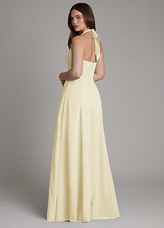 Azazie Irina Bridesmaid Dresses Lemon Sorbet A-Line Pleated Chiffon Dress image6