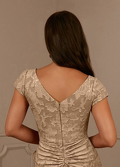Azazie Roya Mother of the Bride Dresses Champagne Mermaid Ruched Floral Burnout Dress image6