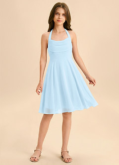 Azazie Kady Junior Sky Blue A-Line Sweetheart Neckline Chiffon Dress image1