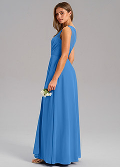 Azazie Phaedra Bridesmaid Dresses Blue Jay A-Line One Shoulder Chiffon Dress image6
