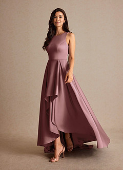 Azazie Niles Mother of the Bride Dresses Vintage Mauve A-Line Trains Stretch Satin Dress image3