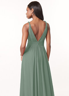 Azazie Maren Bridesmaid Dresses Silver Sage A-Line Pleated Chiffon Dress image5