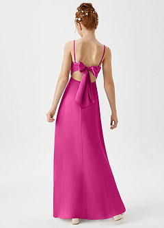 Azazie Shale Junior Fuchsia A-Line Stretch Satin Dress image4