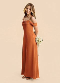 Azazie Lilly Junior Cinnamon A-Line Pleated Chiffon Dress image3