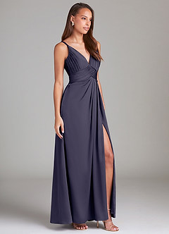 Azazie Maren Allure Bridesmaid Dresses Stormy A-Line Lace Stretch Satin Dress image4