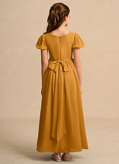 Azazie Joss Flower Girl Dresses Butterscotch A-Line with Sleeves Chiffon Dress image10