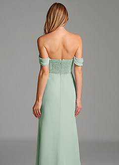 Azazie Riley Bridesmaid Dresses Agave Sheath Off the Shoulder Chiffon Convertible Dress image5