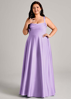 Azazie Shaude Bridesmaid Dresses Lilac A-Line Pleated Stretch Satin Dress image8