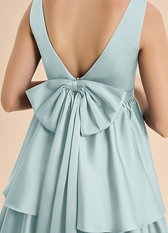 Azazie Meadowyn Junior Mist A-Line Bow Stretch Satin Dress image7
