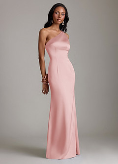 Azazie Voni Kjoler til hjemmeprøvning Havfrue En skulder Stræk satin Gulv-længde Kjole image1