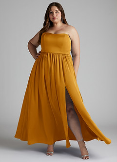 Azazie Morana Bridesmaid Dresses Butterscotch A-Line Off the Shoulder Stretch Satin Convertible Dress image11