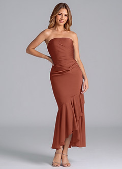 Azazie Danie Bridesmaid Dresses Auburn Sheath Strapless Chiffon Dress image3