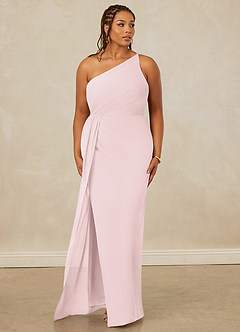 Christian Siriano Bridal for Azazie 1003 Robes de demoiselle d'honneur Robe Fourreau en Mousseline de soie Ue épaule Rose Pâle image10