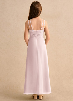Azazie Zaida Girls Formal Flower Girl Dresses Blushing Pink A-Line Pleated Chiffon Dress image2
