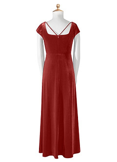Azazie Gabi Junior Terracotta A-Line Velvet Dress image9
