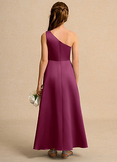 Azazie Taffy Girls Formal Robe Demoiselle D'honneur Fillette Robe Trapèze en Mat Satiné Dentelle Mûre image2