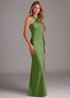 Azazie Doretta Bridesmaid Dresses Juniper Mermaid Pleated Stretch Satin Dress image3
