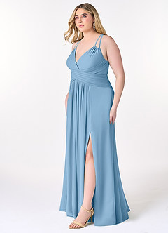 Azazie Farren Bridesmaid Dresses Steel Blue A-Line Pleated Chiffon Convertible Dress image12