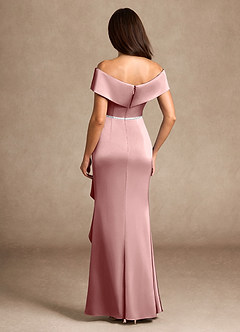 Azazie Dareia Mother of the Bride Dresses Dusty Rose Mermaid Off the Shoulder Stretch Satin Dress image2