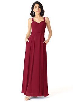 Azazie Simoan Final Sale Burgundy A-Line Sweetheart Neckline Chiffon Dress image2