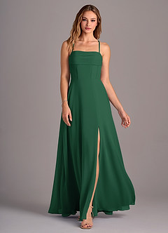Azazie Carolyn Bridesmaid Dresses Dark Green A-Line Pleated Chiffon Dress image4