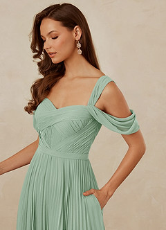 Christian Siriano Bridal for Azazie 1013 Bridesmaid Dresses Agave A-Line Off the Shoulder Chiffon Dress image6