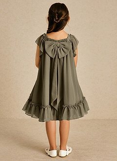Azazie Tot Flower Girl Dresses Willow Green A-Line with Sleeves Chiffon Dress image2